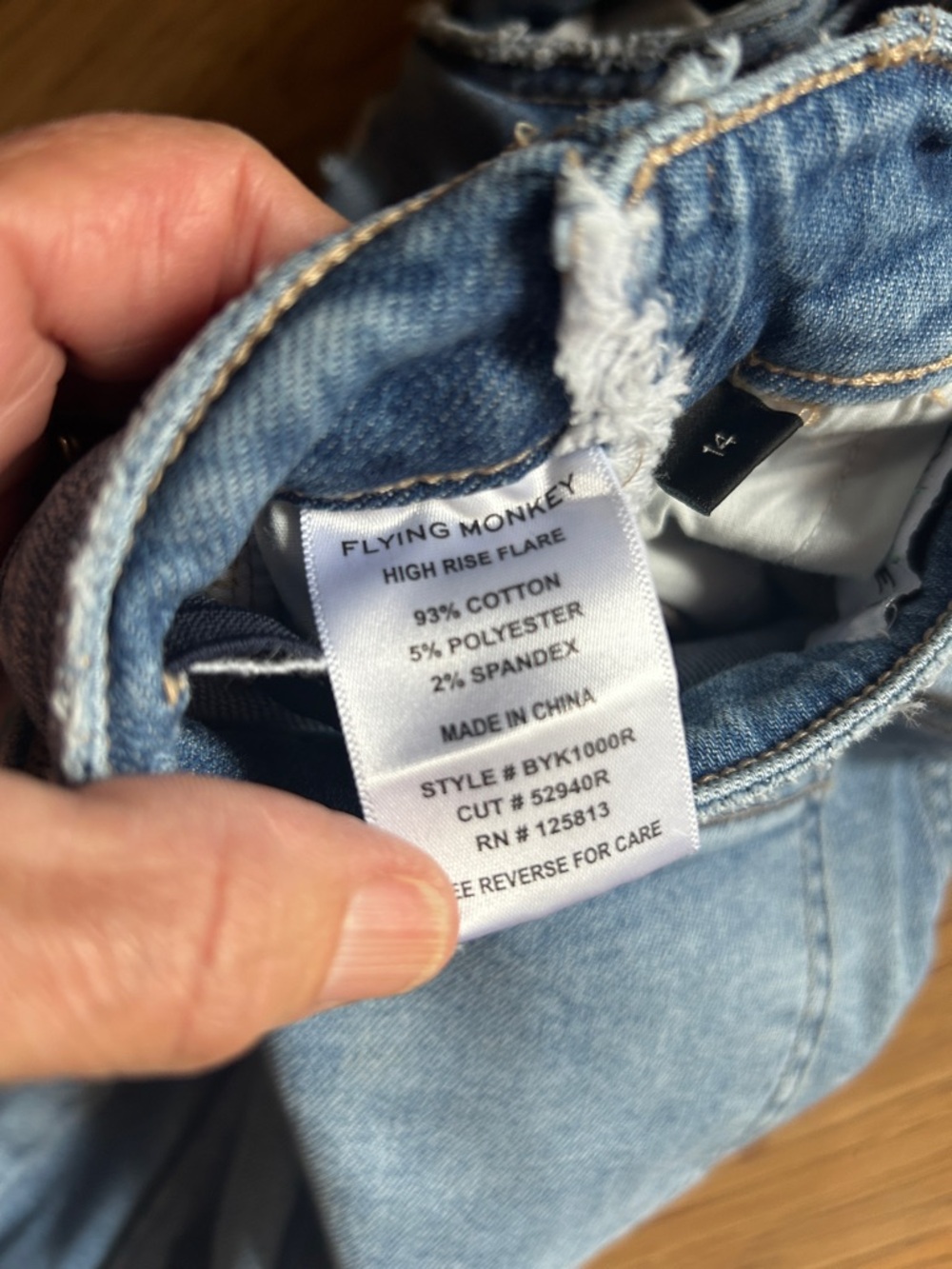 Flying Monkey Light Blue Distressed Flare High Rise Jeans YOUTH Girls 14 - Picture 3 of 6